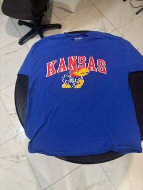 Champion Kansas Jayhawks Royal Blue Long Sleeve T-Shirt Size Large